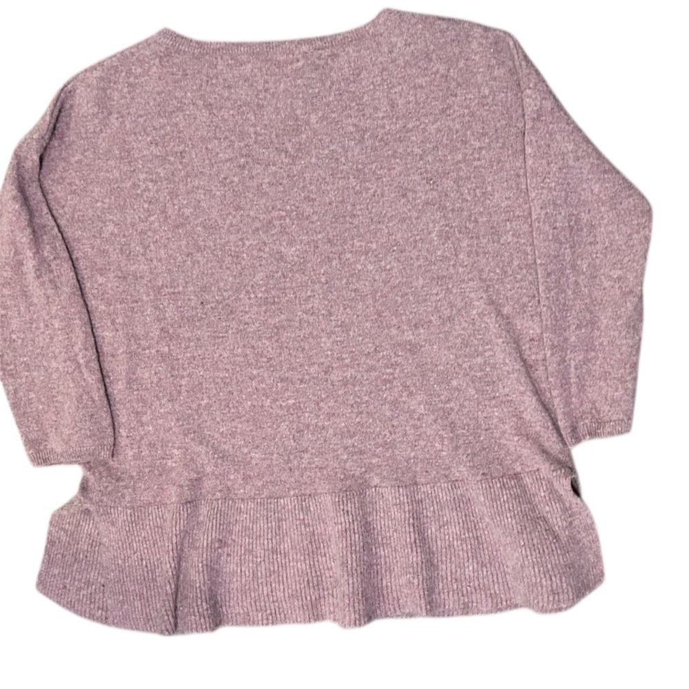 Garnet Hill Sweater 100% Cashmere Soft Pullover Crew Ruffle Hem Dusty Rose XS - Picture 3 of 5
